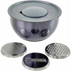 AROW DARIA PASLANMAZ ÇELİK RENDELİ KAPAKLI KARIŞTIRMA KABI 26 CM GRİ DC1.TR-2456