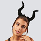 Halloween Cadılar Bayramı Taç Malefiz Siyah Çift Boynu Parti Kostümü Maleficent Taç