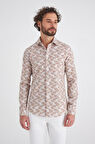 Bisse Erkek Slim Fit Uzun Kollu Spor Gömlek KAHVE GM22Y221035_K11