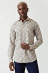 Bisse Erkek Slim Fit Uzun Kollu Desenli Spor Gömlek KAHVE GM22Y221151_E11