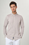 Bisse Regular Fit Uzun Kollu Paşa Yaka Bej Spor Erkek Gömlek GM23Y231012_D07