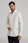 Bisse İtalyan Yaka Gizli Düğmeli Ekru Spor Erkek Gömlek GMARS0222300207_D03