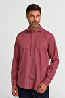 Bisse Regular Fit Yarım İtalyan Yaka İnce Çizgili Bordo Erkek Gömlek GMCZG0922300100_D25