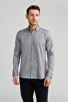 Bisse Regular Fit Paşa Yaka Düğmeli Gri Erkek Gömlek GMOK3PS22400001_D55