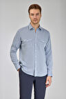 Bisse Spor Yaka Uzun Kollu Regular Fit Mavi Erkek Gömlek GMKTN3SP224007_D35