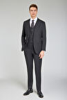 Bisse Kırlangıç Yaka, Çift Yırtmaçlı, 6 Drop Gri Erkek Takım Elbise PTK24K24211_D99