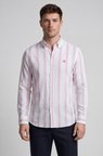 Bisse Regular Fit Uzun Kol Keten Paşa Yaka Pembe Erkek Gömlek BSGMKTN25329_D29