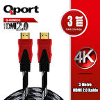 Qport Q-HDMI33  3m 2.0V 4K altın uçlu örgülü kablo