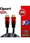 Qport Q-HDMI151 1.5m 2.0V 4K altın uçlu örgülü kablo