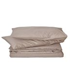 Komfort Home Tek Kişilik Çizgili Pamuk Saten Nevresim Seti / S. Kahve