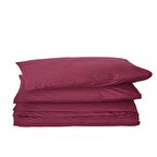 Komfort Home Battal Boy Çizgili Pamuk Saten Nevresim Seti / Bordo