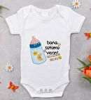 BK Kids İsimli Bana Sütümü Verin Tasarımlı Bebek Body Zıbın - Model 1