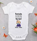 BK Kids İsimli Burada Patron Benim Tasarımlı Bebek Body Zıbın - Model 1