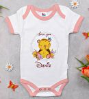 BK Kids Kişiye Özel Pembe Bebek Body Zıbın - Model 128