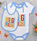 BK Kids Big Boss Tasarımlı Mavi Bebek Body Zıbın ve Mama Önlüğü Hediye Seti-1