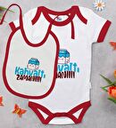 BK Kids Kahvaltı Zamanı Tasarımlı Kırmızı Bebek Body Zıbın ve Mama Önlüğü Hediye Seti-1