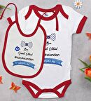 BK Kids Sünnet Tasarımlı Kırmızı Bebek Body Zıbın ve Mama Önlüğü Hediye Seti-2