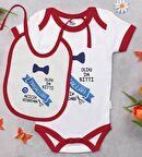 BK Kids Sünnet Tasarımlı Kırmızı Bebek Body Zıbın ve Mama Önlüğü Hediye Seti-3