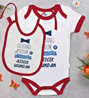 BK Kids Sünnet Tasarımlı Kırmızı Bebek Body Zıbın ve Mama Önlüğü Hediye Seti-5