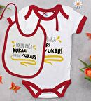 BK Kids Takun Bağa Kukari Tasarımlı Kırmızı Bebek Body Zıbın ve Mama Önlüğü Hediye Seti-1