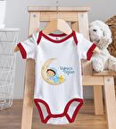 BK Kids Uykucu Oğlan Tasarımlı Kırmızı Bebek Body Zıbın ve Mama Önlüğü Hediye Seti-1