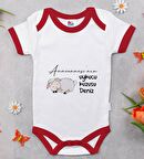 BK Kids Kişiye Özel Anneannesi'nin Uykucu Kuzusu Tasarımlı Kırmızı Bebek Body Zıbın-1