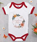 BK Kids Kişiye Özel Çiçek Tasarımlı Kırmızı Bebek Body Zıbın-20