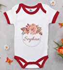BK Kids Kişiye Özel Çiçek Tasarımlı Kırmızı Bebek Body Zıbın-26