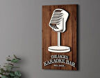 BK Gift Kişiye Özel Kabartma Tasarımlı Ahşap Karaoke Bar Tabelası, Home Bar Tabela, Rustik Ev Dekorasyonu, Duvar Dekoru-1