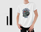BK Gift Motorsiklet Tasarımlı Erkek Beyaz T-shirt -19, Arkadaşa Hediye, Doğum Günü Hediyesi, Sevgili Hediyesi