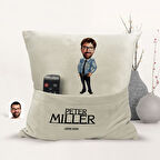 BK Gift Kişiye Özel Polis Karikatür Tasarımlı Organizer Kumanda ve Atıştırmalık Cepli Sarı Kırlent Y