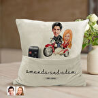 BK Gift Kişiye Özel Sevgililer Karikatür Tasarımlı Organizer Kumanda ve Atıştırmalık Cepli Sarı Kırl