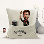 BK Gift Kişiye Özel Chef Karikatür Tasarımlı Organizer Kumanda ve Atıştırmalık Cepli Sarı Kırlent Ya