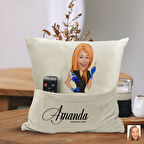 BK Gift Kişiye Özel Güzellik Uzmanı Karikatür Tasarımlı Organizer Kumanda ve Atıştırmalık Cepli Sarı