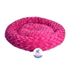 Peluş Yuvarlak Kedi Köpek Yatağı fuşya 50x50