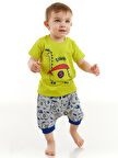 Super Dino Erkek Bebek Yeşil T-shirt Gri Pantolon Yazlık Takım