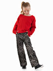 Leopar Desenli Kız Çocuk Gabardin Pantolon