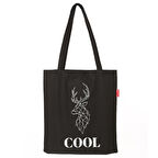 Baghashtag Siyah Bez Çanta Cool Geyik Baskılı