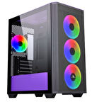 PowerBoost PB-P2252BP USB 3.0, ATX Mesh, Ring ARGB Fan, Mor Kasa