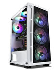 PowerBoost PB-T001BW Full Beyaz Mesh Panel RGB fan kasa  (PSU Yok)
