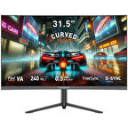 Gamebooster 31.5" GB-32C240FP 240Hz 0.5Ms Fast VA FHD Pivot Curved RGB Gaming Monitör HDMI+DP