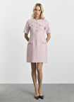 Selen O Yaka Simli Pembe Standart Kadın Elbise 25KSL7700