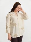 Selen Bej Kadın Desenli Normal Kalıp Fit Bluz 26YSL8440