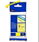 Tonersepeti Brother TZe-611 6mm Sarı üzerine Siyah Laminasyonlu Muadil Etiket