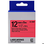 Tonersepeti Epson LK-4RBP Muadil Pastel Etiket Kartuşu Siyah üzerine Kırmızı 12 mm (9 m) C53S654007