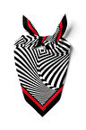 Kadın Siyah Beyaz Spiral Desenli 50x50 Bandana HYL DG0905-22