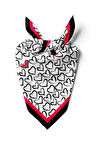 B57 Kadın Kırmızı Beyaz Sİyah Heart Desenli 50x50 Bandana