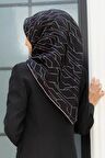 Vissona Siyah-Beyaz Monogram Desenli Tivil İpek Eşarp DGN52033-01-03