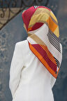 Vissona Tivil İpek Eşarp 60346-0014-0004 Turuncu Karışık Desen