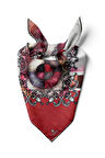 %100 İpek Kadın Desenli Bandana 80x80